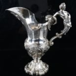 A large and impressive 19th century Continental cast-silver Neo-Classical pitcher jug, possible