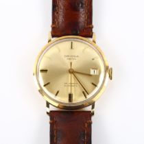ORIOSA - a 9ct gold automatic wristwatch, champagne dial with baton hour markers, sweep centre