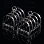 A pair of Edward VIII silver 5-bar toast racks, by H Phillips, hallmarks London 1936, length 7.