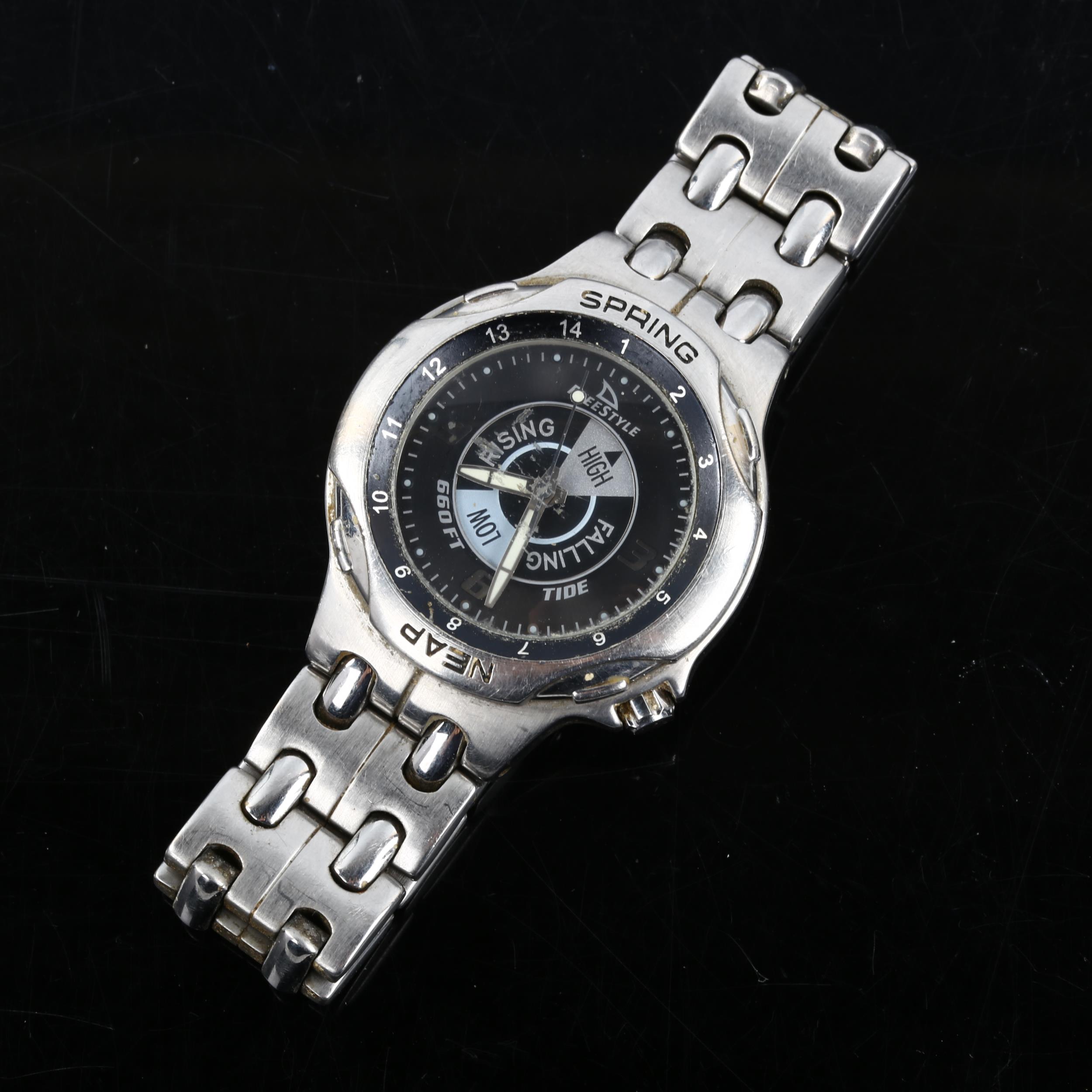 FREESTYLE - a stainless steel Tide quartz bracelet watch, black dial with luminous hands, sweep - Image 2 of 5