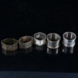 5 silver napkin rings, 4.2oz total