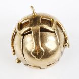 A 9ct gold and silver Masonic orb cross pendant, orb diameter 19.1mm, 11.7g