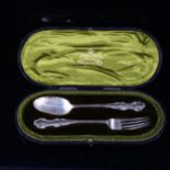 MAPPIN & WEBB - a cased Edwardian silver eating set, comprising fork and spoon, hallmarks London