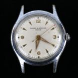 BAUME & MERCIER - a Vintage stainless steel mechanical wristwatch head, ref. 110, silvered dial with