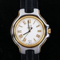DUNHILL - a gold plated stainless steel Londinium quartz wristwatch, circa 1998, white dial with