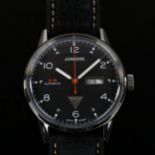 JUNKERS - a stainless steel G38 automatic wristwatch, ref. 6966-2, black dial with eighthly Arabic