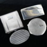 Various silver, including 2 Art Deco compacts, curved card case etc (4)