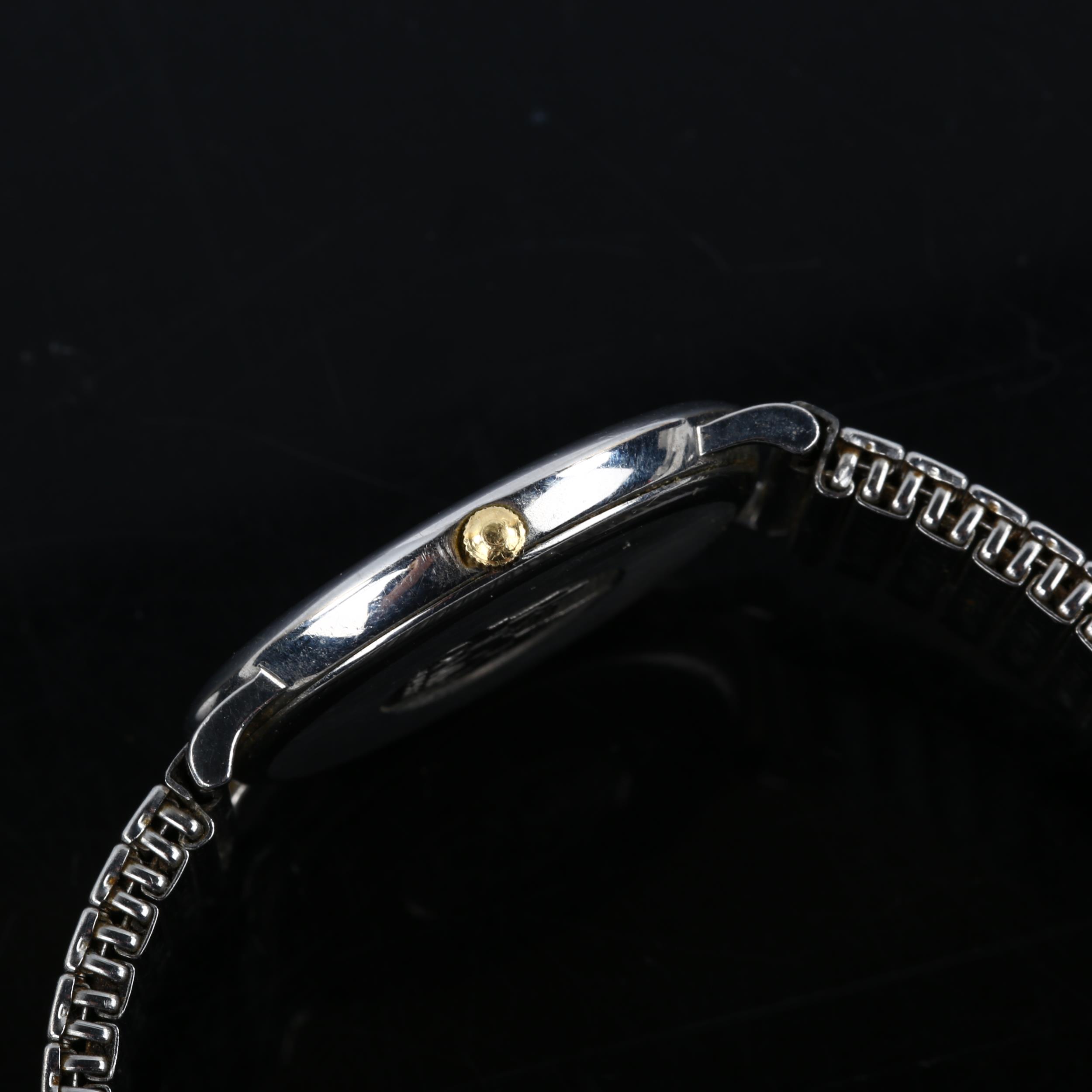 OMEGA - a stainless steel Deville quartz bracelet watch, ref. 196.0312, silvered dial with gilt - Image 4 of 5