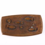 A Vintage Norwegian copper modernist fish brooch, unsigned, brooch length 54.9mm, 22g