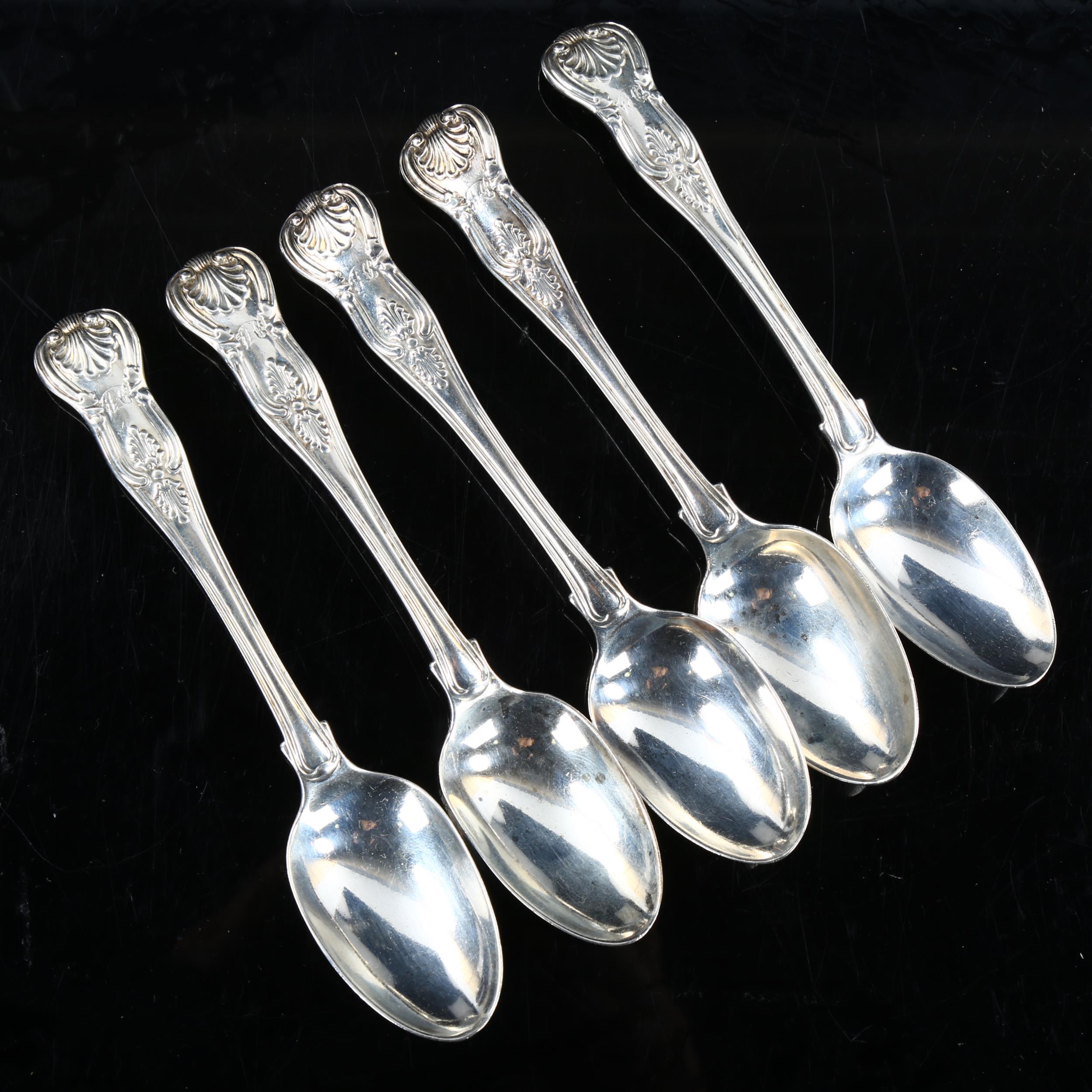 A set of 5 William IV silver King's pattern teaspoons, by Mary Chawner, hallmarks London 1834,