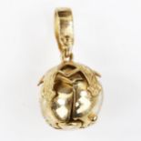 A 9ct gold and silver Masonic orb cross pendant, orb diameter 13.4mm, 6.1g