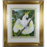 James Renny (born 1946), gouache, sulphur crested cockatoo, signed and date 1990, 58cm x 48cm,