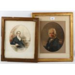 19th century watercolour portrait of Admiral William Young, unsigned, 27cm x 21cm, and 19th