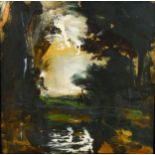 Alan Rankle, oil on board, study for a wild and fragile time 1998, inscribed verso, 30cm x 30cm,