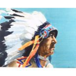 David Reed, watercolour, Red Cloud Oglala Sioux, signed, 38cm x 48cm, framed