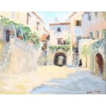 Barbara Geering, oil on canvas, Continental courtyard, signed, 34cm x 44cm, framed