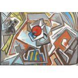 A Maccini, gouache/watercolour on paper, abstract, signed, 44cm x 63cm, framed