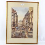 Nigel Priddey RBSA, watercolour, Parisian street scene, signed, 50cm x 35cm, framed