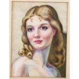 Early 20th century watercolour portrait of a girl, indistinctly signed, 20cm x 15cm, framed