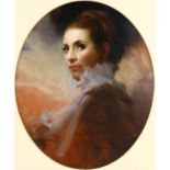 John Townsend, oil on canvas, portrait of a woman, signed, image 52cm x 43cm, framed