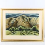 David Berry, watercolour, mountain landscape, signed and dated 1987, 34cm x 50cm, framed