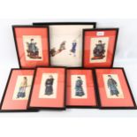 A group of 7 Chinese 19th century watercolours on rice paper, including Royal portraits, 16cm x