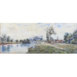 Claude Rowbotham, watercolour, Wallingford Oxfordshire, signed, 19cm x 47cm, framed