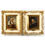 C Stoitzner, men drinking, pair of oils on panels, signed, panels 8" x 6", framed, provenance: