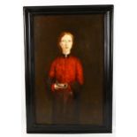 Chris Watson, oil on board, Gwen John with a flintlock pistol, 60cm x 39cm, framed