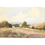 Duncan Russell, watercolour, near Bovey Tracey, 36cm x 53cm, and T Sharples, watercolour, farm