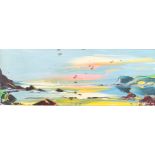 George Deakins, 3 oils on board, landscape views, largest 30cm x 80cm, framed (3)