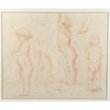 Mid-20th century sanguine chalk drawing, figure study, signed with monogram, dated 1946, 40cm x