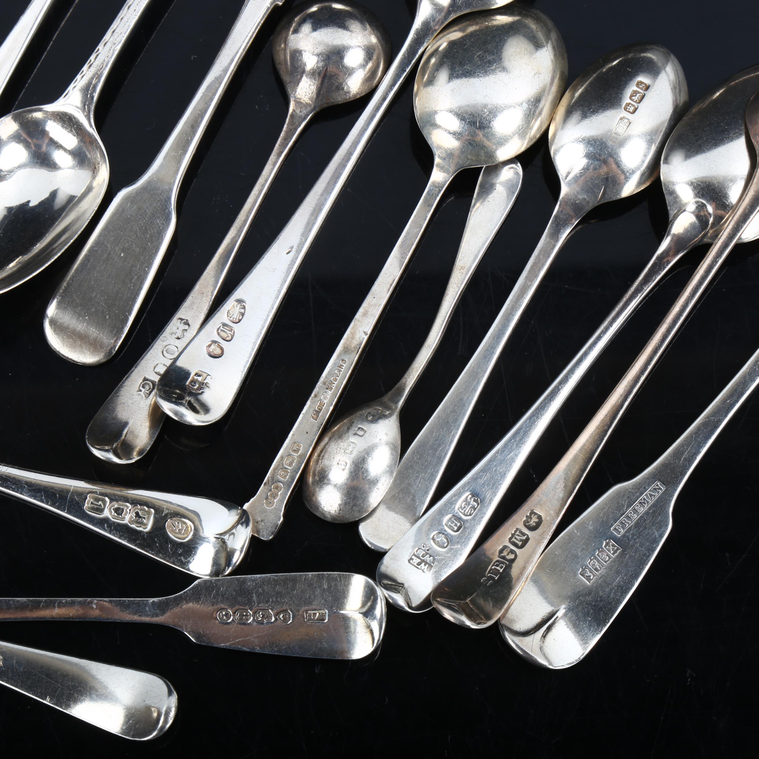 Various Antique silver spoons, including mustard and teaspoons, 9.5oz total Lot sold as seen - Image 2 of 2