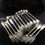 Various Antique silver forks, including George II, George III etc, 30.4oz total Lot sold as seen