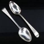 A near-pair of George III silver Old English pattern tablespoons, hallmarks London 1790, length