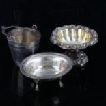 Various silver, comprising Antique Italian bucket, Naples pedestal salt, and 20th century Italian