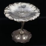A German Art Nouveau stylised silver floral tazza, maker's marks SK, height 17cm, diameter 18cm,