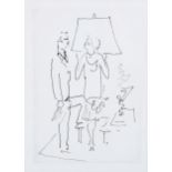 Jean Cocteau, etching, Le Bal, from an edition of 240 copies, 1953, plate 21cm x 15cm, framed A