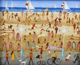 Louise Braithwaite, oil on board, Brighton beach, 24cm x 29cm, framed, provenance: Landmark Arts