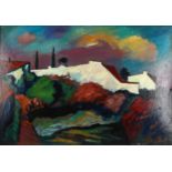 Paavo Sarelli (Finnish artist), oil on board, landscape, signed, 48cm x 68cm, framed Several tiny