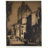 Frank Brangwyn, engraving, Santa Maria, signed in pencil, image 55cm x 44cm, framed Slight paper