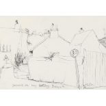 Julian Dyson (1936 - 2003), pencil drawing, street scene, signed, 29cm x 40cm, framed Good condition