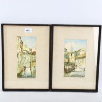 Pair of early 20th century watercolours, street scenes in Lisbon Portugal, indistinctly signed, 22cm