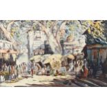 R Guvindarai, watercolour, Indian street scene, signed, 35cm x 55cm, framed Good condition, mount