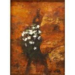 Henry Huai Xu, oil on board, rock flowers, 19cm x 14cm, framed, provenance: Buckland Southerst