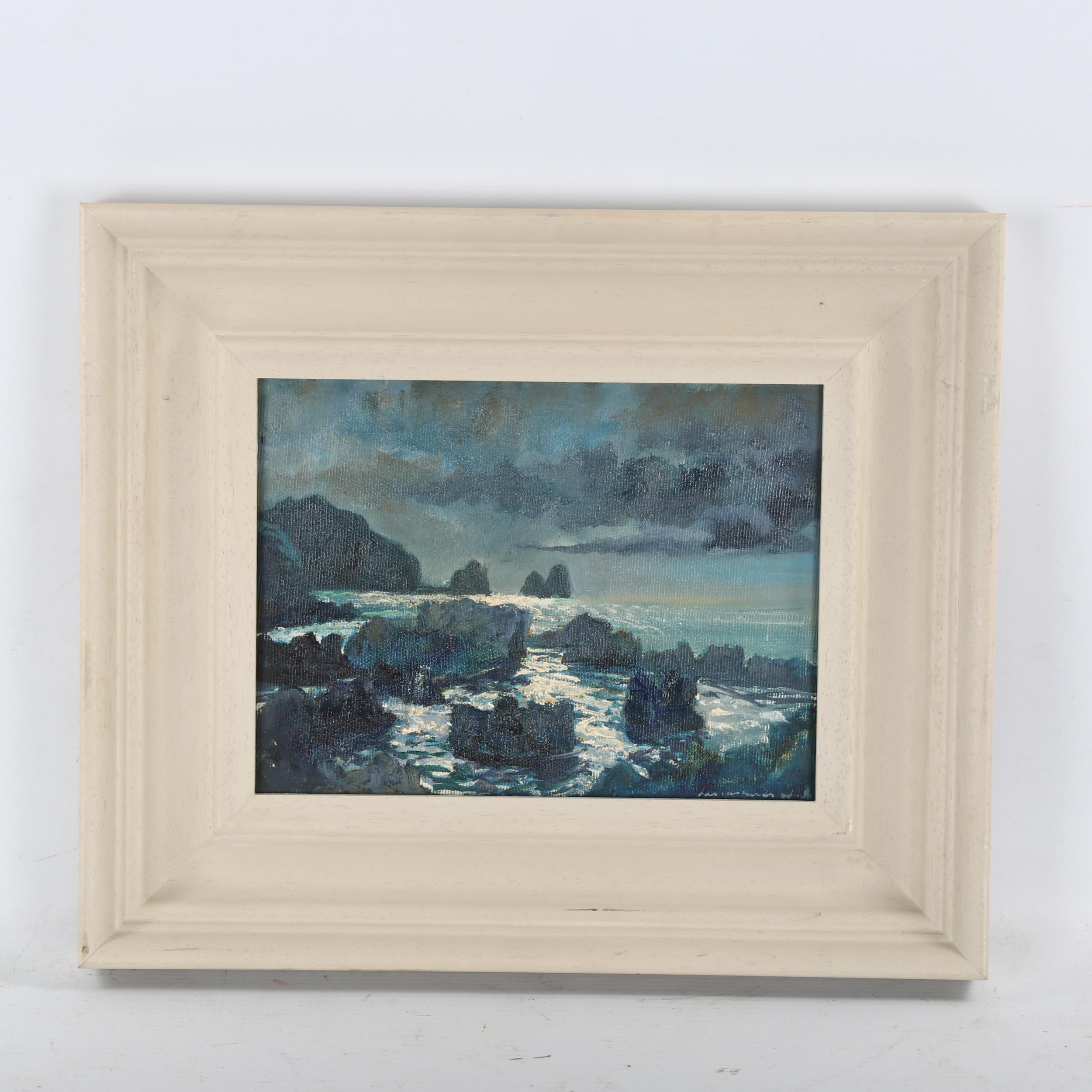 Lamorna Birch (1869-1955), oil on canvas, Sunlight on Rocky Coast, signed, 17cm x 23cm, framed and - Image 2 of 4