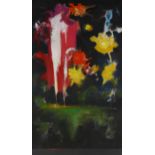 Norman Kirkham, oil on canvas, fireworks 2002, 34" x 20", framed Very good condition