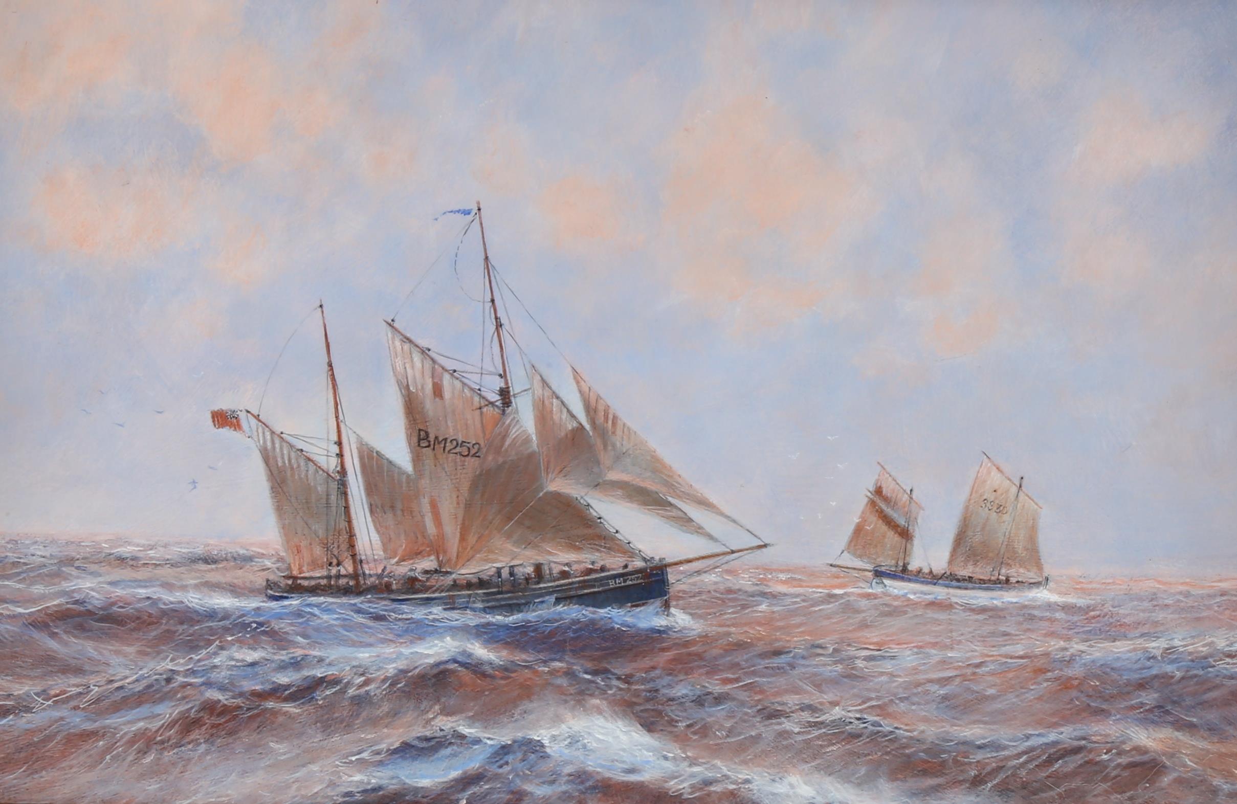 20th century oil on board, marine scene, unsigned, 30cm x 44cm, framed Good condition - Image 2 of 4