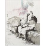 Henry Moore, lithograph, woman and child, signed in pencil, no. 41/100, image 28cm x 22cm, framed