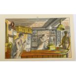 Edward Bawden (1903-1989), original colour lithograph on paper, The Bell, from Life in an English